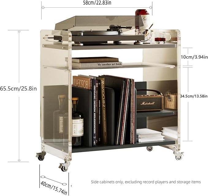 Acrylic Record Player Stand，Vinyl Storage Holder Cabinet - Image 4