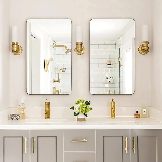 ANDY STAR 30"x48" Brass Gold Bathroom Mirror, Large Wall Mirror - Image 8