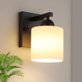 Matte Black Milk Glass Wall Sconces, 1 Pack Hardwired Indoor Wall Light Fixtures by MecgirnLighting