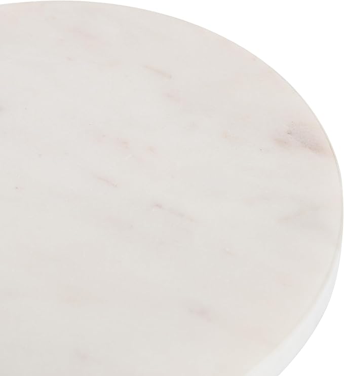 Kate and Laurel Helio Modern Round Drink Table, Natural Marble Cocktail Table - Image 6