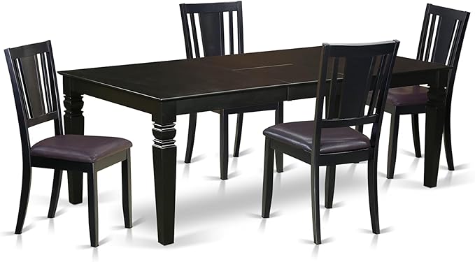 East West Furniture LGDU5-BLK-LC 5 Piece Kitchen Table & Chairs Set Includes a by EastWestFurniture