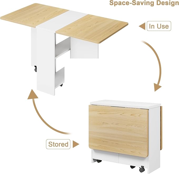 IDEALHOUSE Folding Dining Table, Drop Leaf Table - Image 7