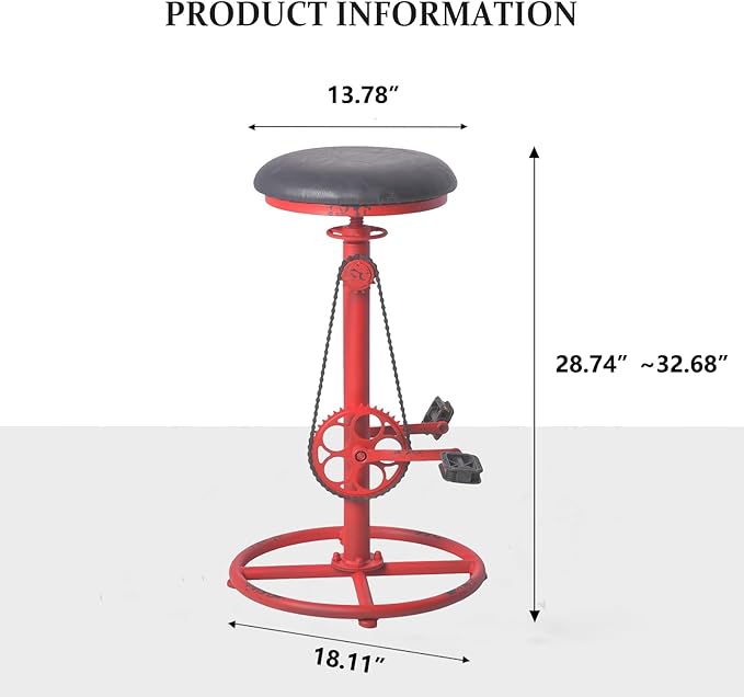 Topower Vintage DIY Bar Stool Bicycle Chain Iron Pedal Retro Industrial Height - Image 2