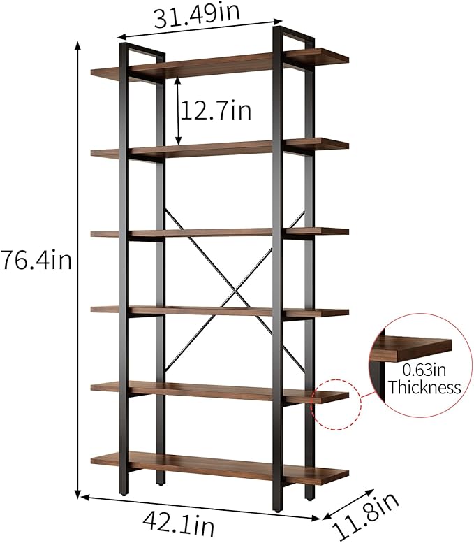 Solid Wood core Industrial Style Bookcase, Bookshelf - Image 2