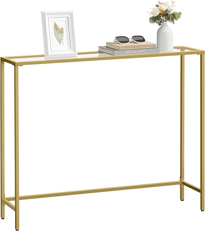 VASAGLE Entryway Table, Console Table, Tempered Glass Tabletop, Modern Sofa by VASAGLEbySONGMICSHOME