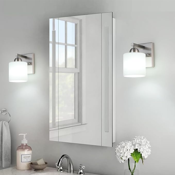 Brushed Nickel Milk Glass Wall Sconces, 1 Pack Hardwired Indoor Wall Light - Image 4