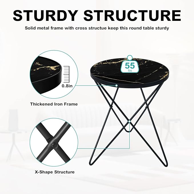 HLR Modern Round Side Table Set of 2, End Table - Image 5