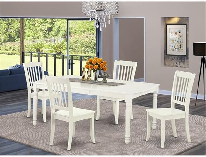 East West Furniture DODA5-LWH-W 5 Piece Dinette Set - Image 2