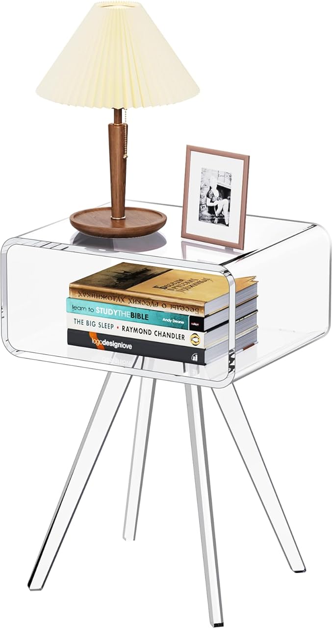 Acrylic Side Table, Acrylic Nightstand Bedside Table by AcrylicFurnitureHomeDecor