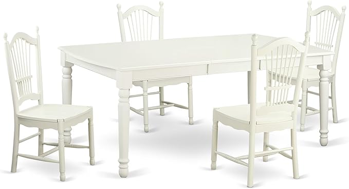 East West Furniture DOVE5-LWH-W 5 Piece Dining Set Includes a Rectangle Dining by EastWestFurniture