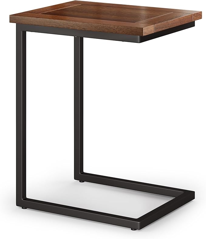 SIMPLIHOME Skyler 16-inch Wide Solid Mango/Metal Industrial C-Shaped End Table by SimpliHome
