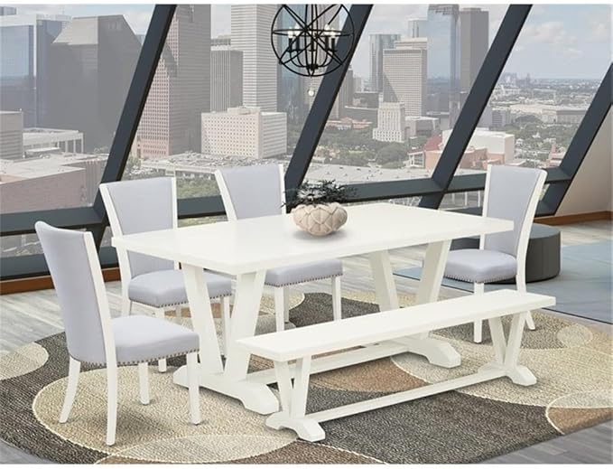 East West Furniture V027VE005-6 6 Piece Dining Table Set Contains a Rectangle - Image 2