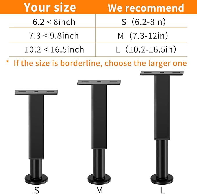 4PCS Adjustable Height Bed Support Legs, 6.2-8 Inch, Metal Heavy Furniture Legs - Image 7