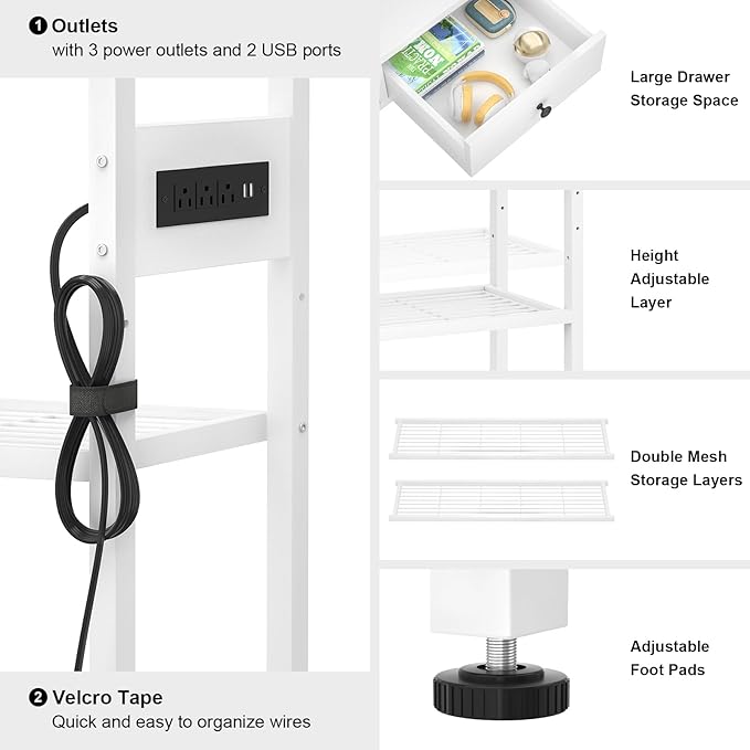 Ecoprsio Entryway Table with Outlets and USB Ports, Console Table with 2 Drawers - Image 7