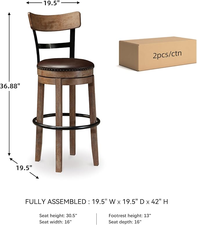 Signature Design by Ashley Pinnadel Barstool, Light Brown - Image 3