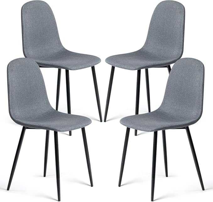 FurnitureR Dining Chairs Set of 4, Fabric Comfy Seat Armless Side Chairs by FurnitureR