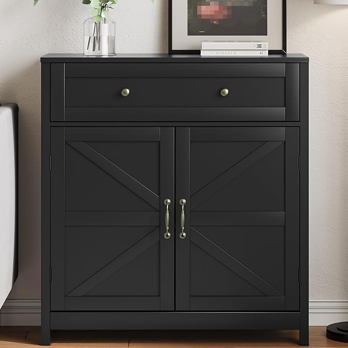 Buffet Sideboard with 2 Barn Doors, Freestanding Floor Storage Cabinet by MinoKesper