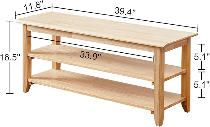 XKZG Storage Bench Wooden Shoe Rack Bench Simple Style Wood Entryway Bench - Image 2