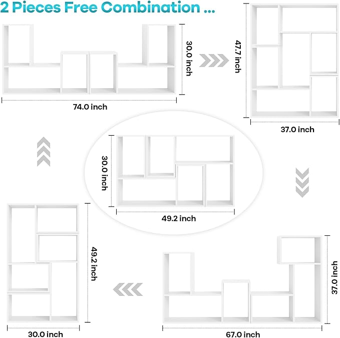 Kaboon Free-Form Modular Shelving Unit, Freestanding Bookcase 10 Inches Deep - Image 4