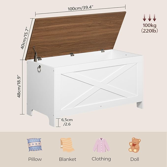 39.4" Toy Chest, Sturdy Entryway Storage Chest - Image 2