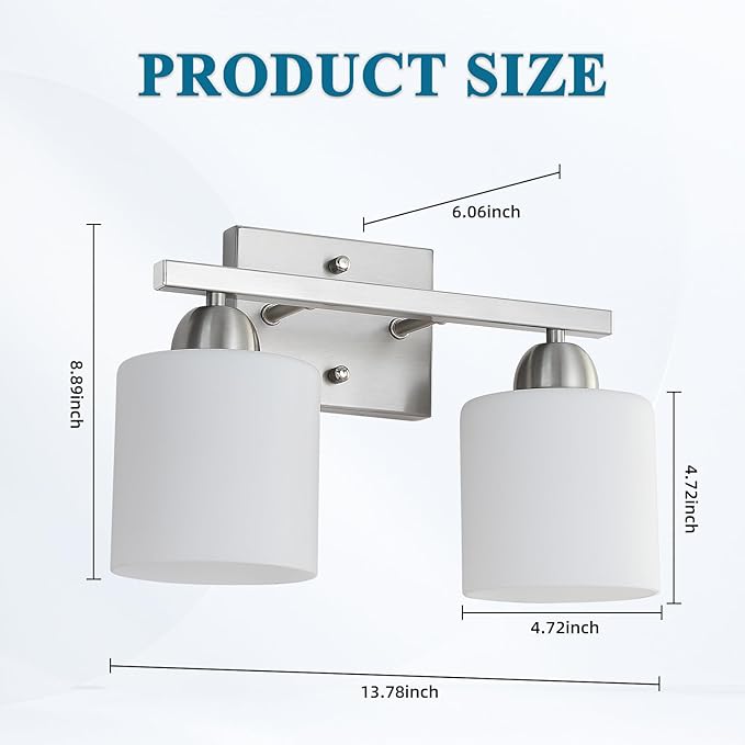 Stainless Steel Milk Glass Vanity Lights - Image 5