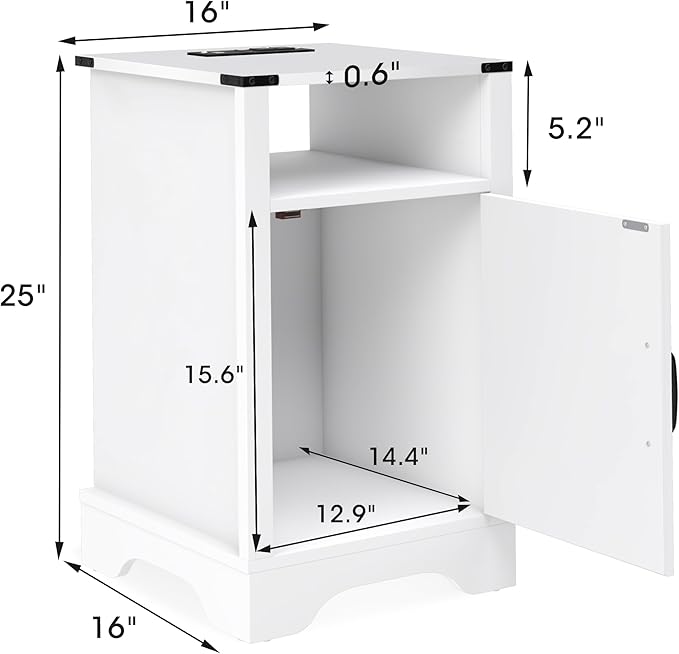 RoyalCraft Farmhouse Nightstand, Tall Bedside Table - Image 2