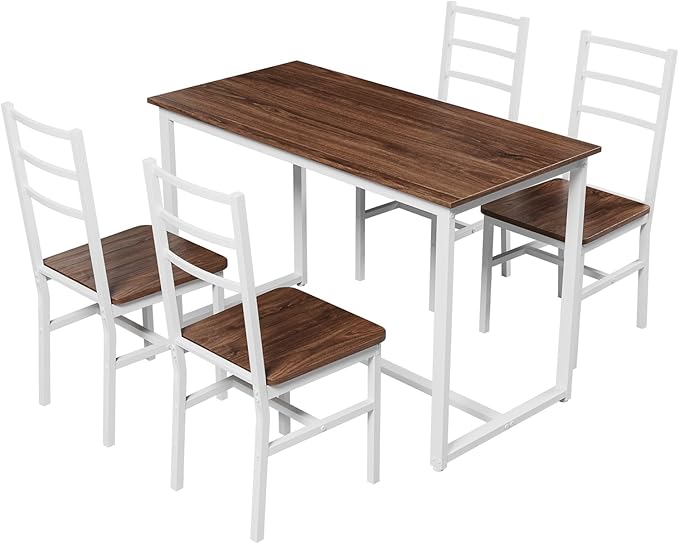 5-Piece Dining Table Set with 4 Chairs, 47.2" Kitchen Table Chairs Set of 4 - Image 3