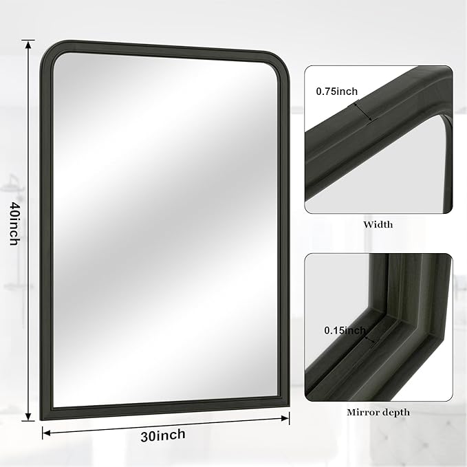 WallBeyond Black Wood Bathroom Mirrors - Image 6