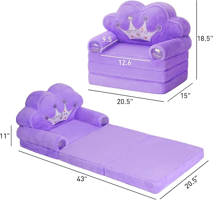 MOONBEEKI Toddler Chair Comfy，Foldable Princess Couch - Image 3