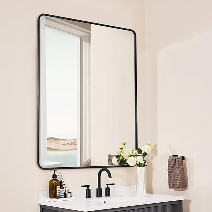 ANDY STAR 48X36 Inch Black Bathroom Mirror, Matte Black Vanity Mirrors - Image 8