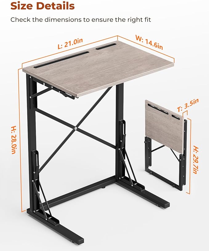 21''Wx28''H Folding TV Tray for Eating, Small Foldable C-Shaped Tray Table - Image 3