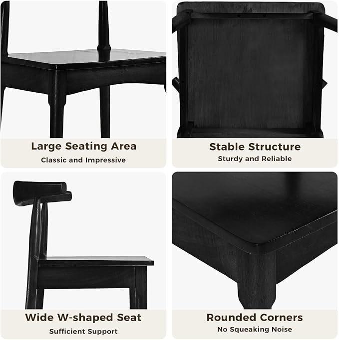 DELAVIN Solid Wood Dining Chairs Set of 4, Farmhouse Style High Ladder Back - Image 6