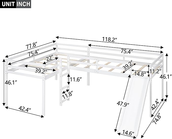 L-Shaped Twin Size Loft Bed - Image 2