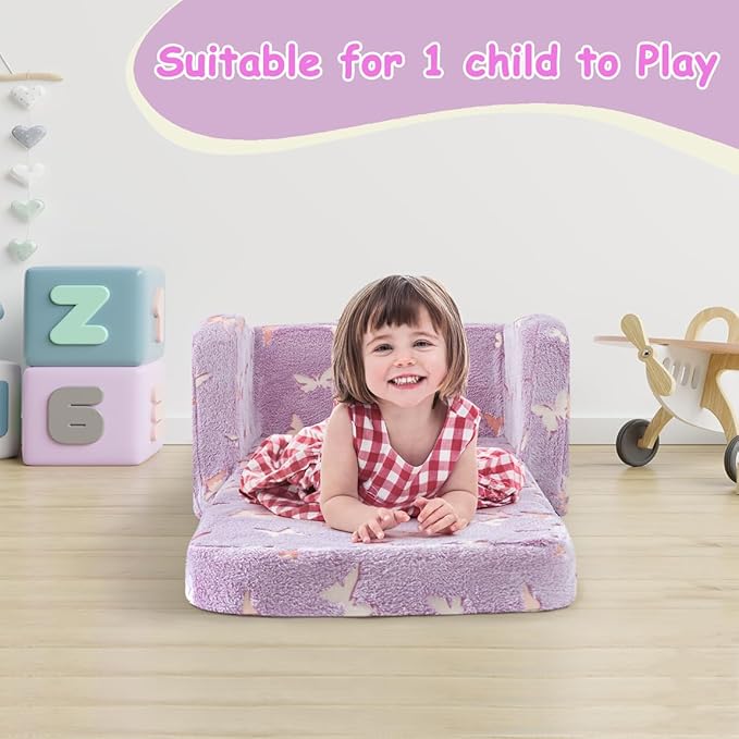 Kids Toddler Chair, 2-in-1 Toddler Couch Fold Out, Convertible Chairs - Image 4