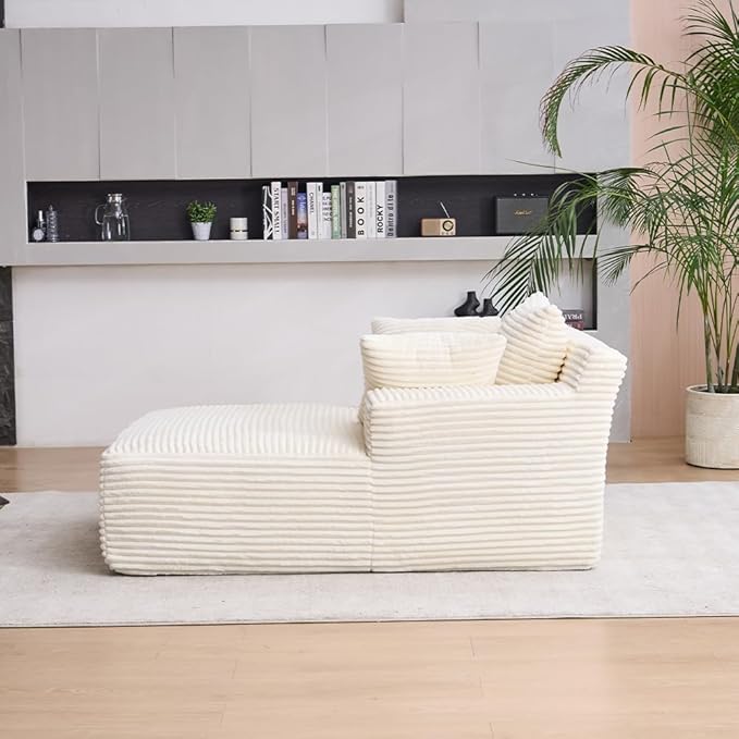 Oversized Chaise Daybed Lounge Sleeper Chair Sofa Bed Indoor, Fluffy Corduroy - Image 4