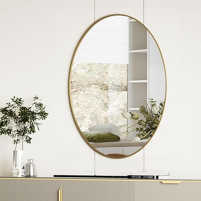Koonmi Gold Oval Bathroom Mirror, Oval Mirror by KOONMI