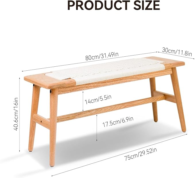 Solid Wood Entryway Bench, Wooden Dining Benches - Image 2