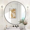 BEAUTYPEAK 32 Inch Round Mirror, Metal Frame Circle Mirror, Wall Mounted by BEAUTYPEAK