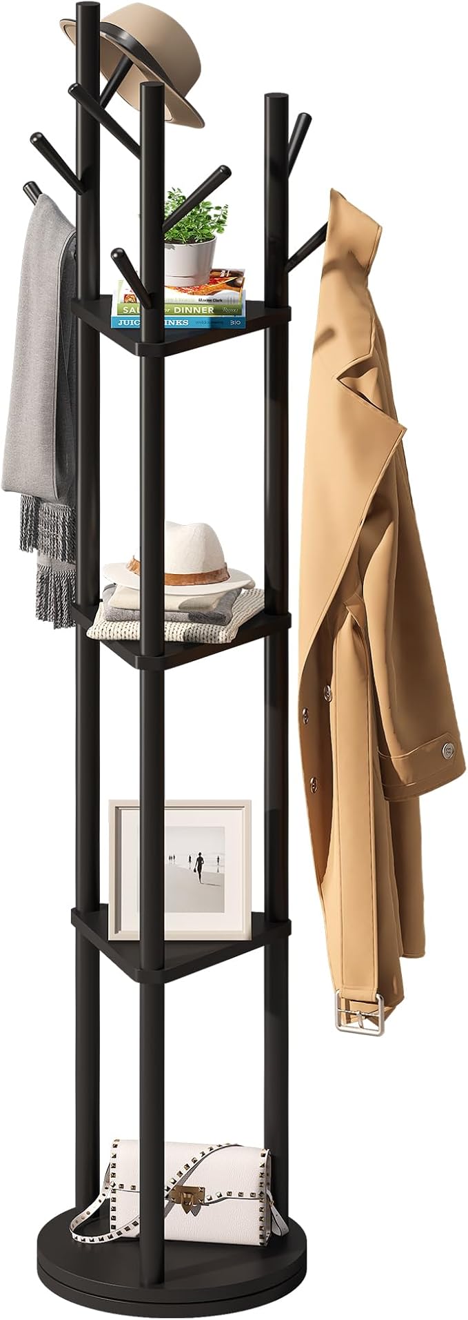 FILWH Bamboo Coat Rack Rotary Freestanding by FILWH