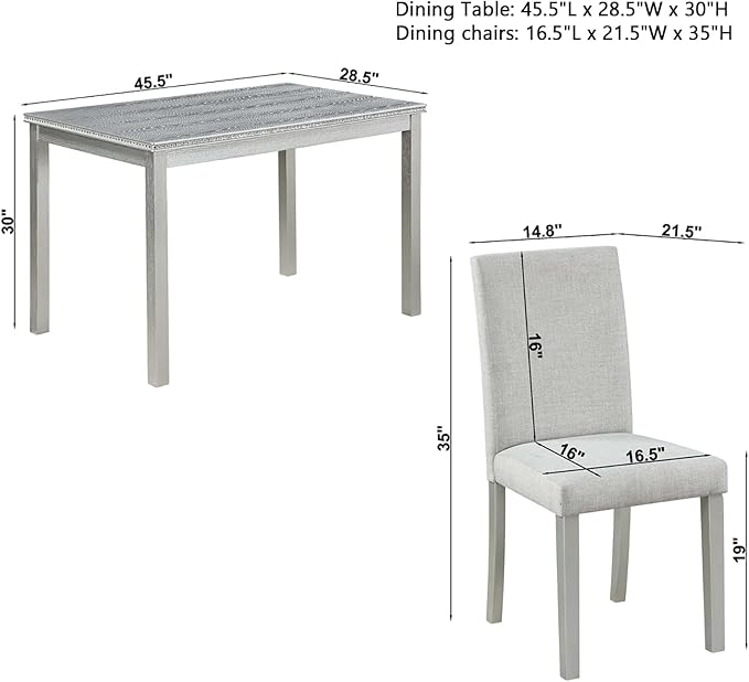 Dining Table Set for 4, 5-Piece Dining Room Table Set - Image 2