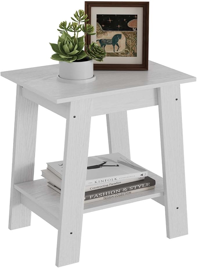 End Table with Double Storage Shelves, Small Space Side Table - Image 9