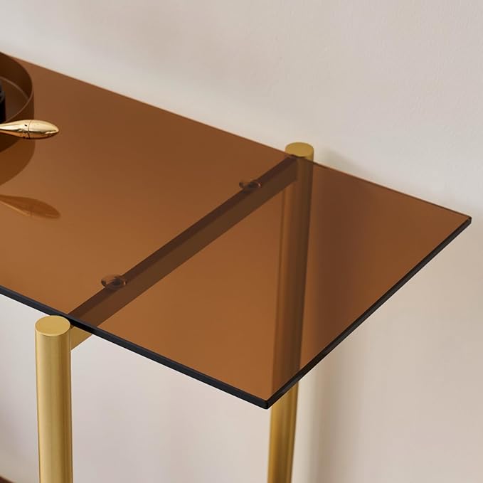 Glass Console Table for Living Room, Foyer & Entrance, 2-Tiers Mid-Century - Image 5