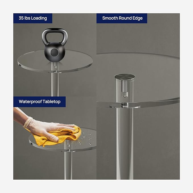 HMYHUM Acrylic Drink Table for Small Spaces, 11.8" L x 11.8" W x 21.3" H - Image 4