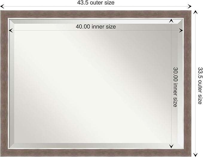 Amanti Art Brown Wall Mirror 34x44 Noble Mocha Rectangle Bathroom Mirror - Image 4