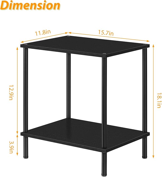 ETELI Small Side Table Black Narrow End Table - Image 3