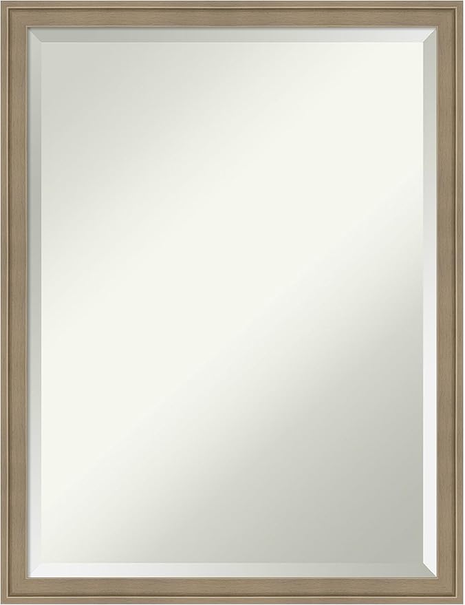 Amanti Art Brown Wall Mirror 26x20 Florence Light Brown Rectangle Bathroom by AmantiArt