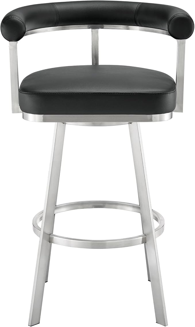 Armen Living Magnolia Swivel Bar Stool in Brushed Stainless Steel - Image 4