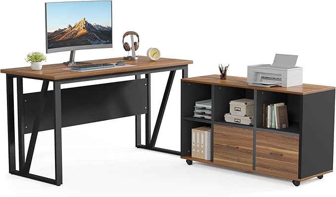LITTLE TREE 55-Inch L-Shaped Computer Desk, Large Corner Desk by LITTLETREE