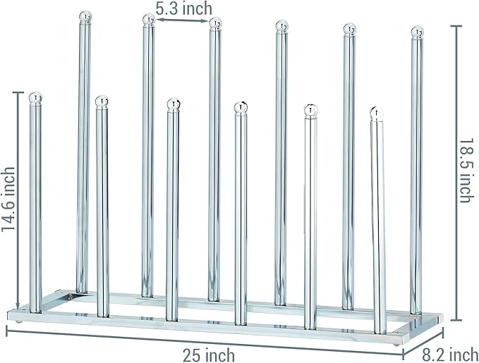MyGift Modern Chrome Plated Metal 6 Pair Tall Boot Rack Display Holder - Image 4