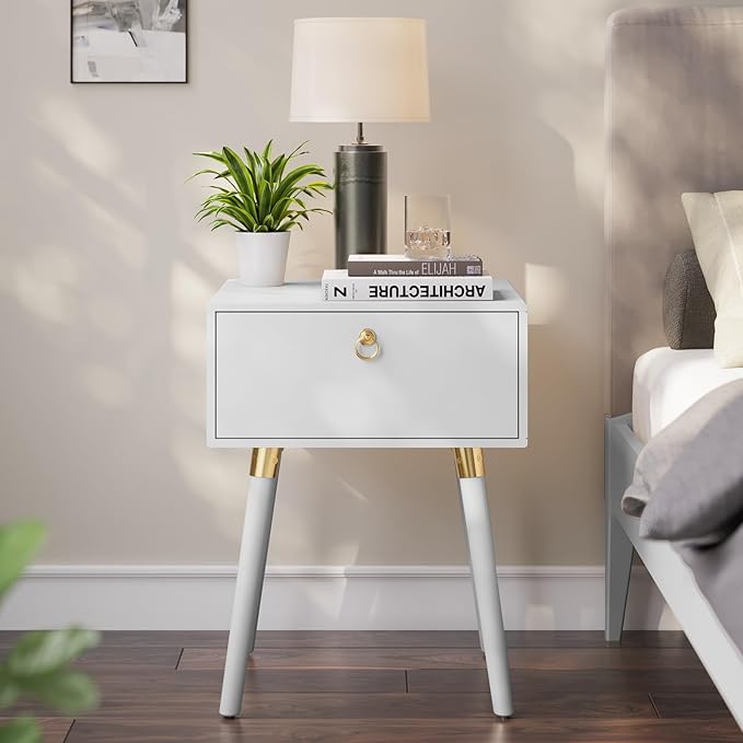 Bme Alden Wood Nightstand, Solid Wood End Table, Mid Century Modern Nightstand - Image 3